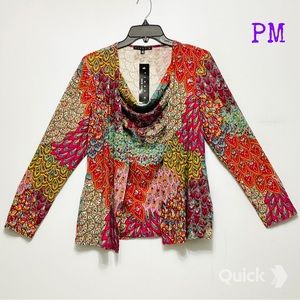PM - NWT Tiana B. Printed Drape Neck Top